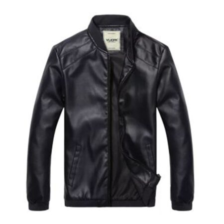 VLONE Logo Black Leather Jacket