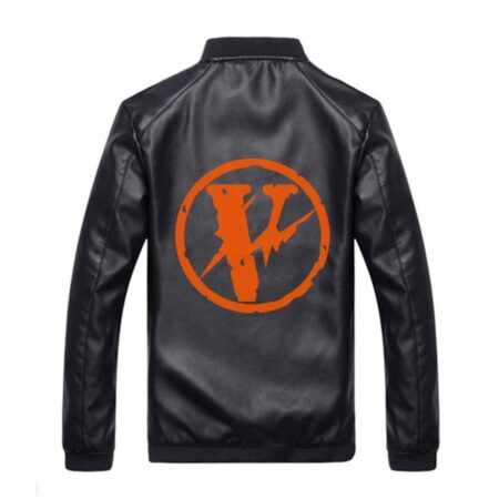 VLONE Logo Black Leather Jacket back